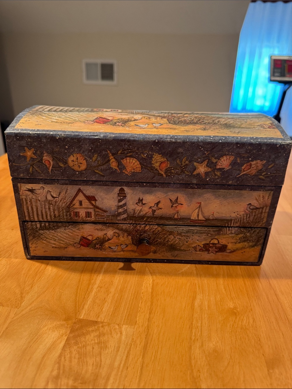 Decorative Coastal Jewelry Storage Box - Blue